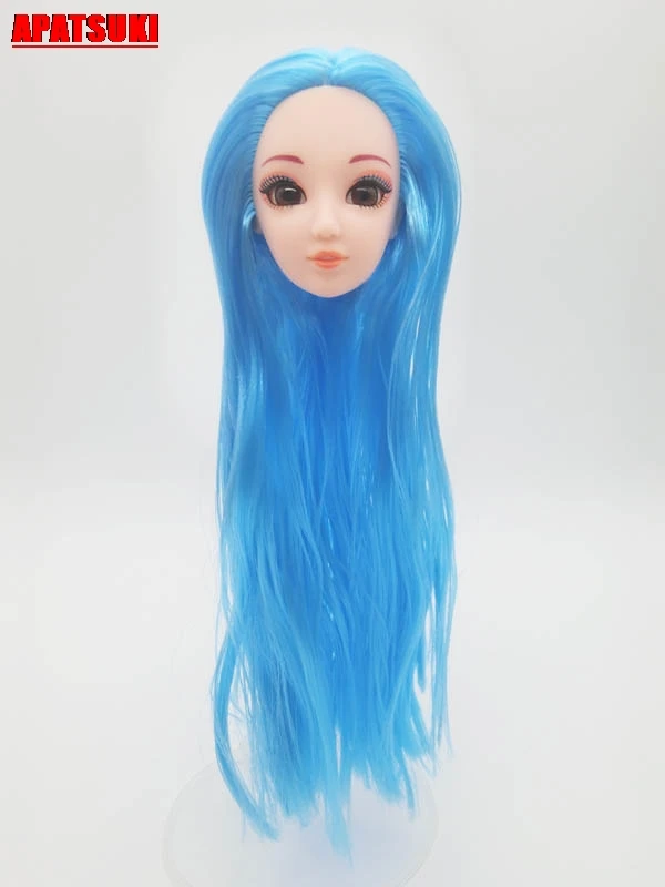 Голова куклы с синей прямой длинной головой для 11 5 дюйма голова принцессы 1/6 BJD
