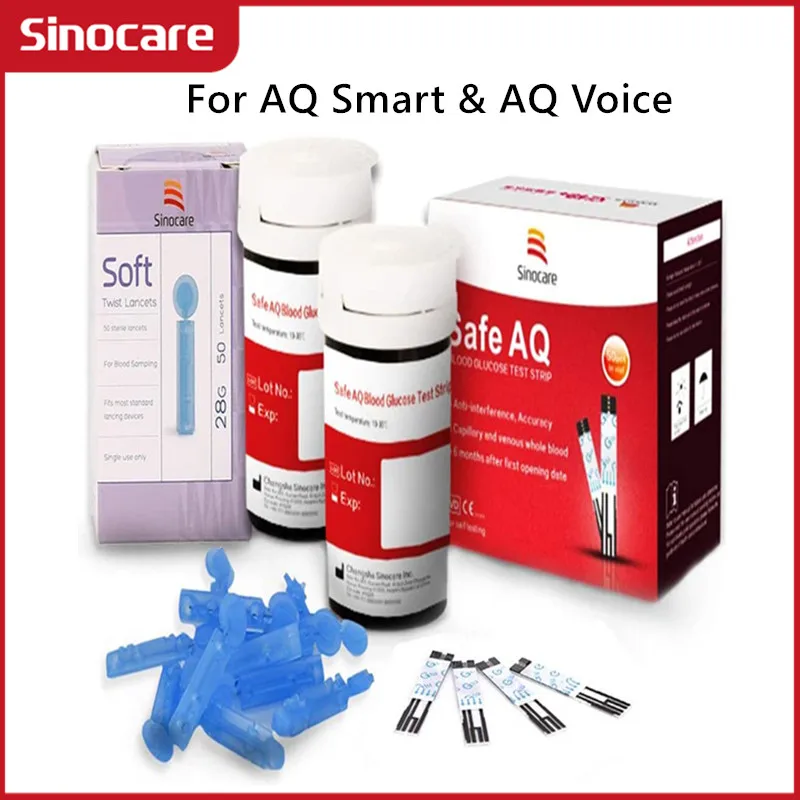 

100/200/400pcs Sinocare Blood Glucose Test Strips Lancets for Safe AQ Voice & AQ Smart Meter Health Care