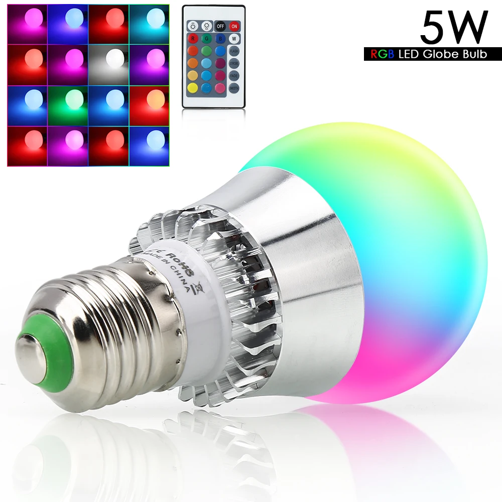 E27 E14 RGB Светодиодная лампа 5 Вт 10 с пультом дистанционного управления лампада