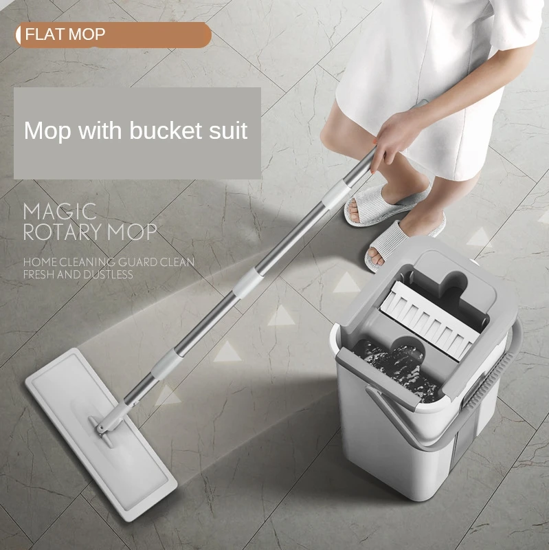 Плоская швабра с ведром Xiaomijia набор для мытья пола без рук бытовой инструмент
