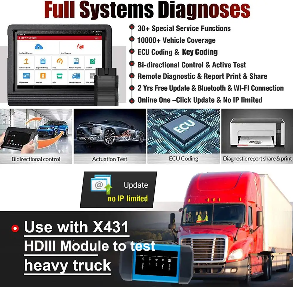 X-431 LAUNCH X431 V Plus V4.0 профессиональный автомобильный OBD2 сканер диагностический - Фото №1