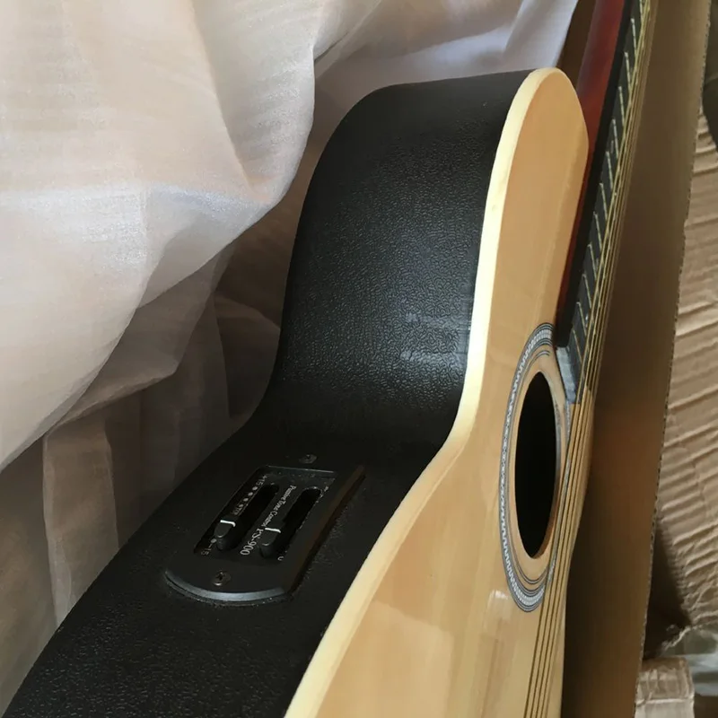 runde zurück 38 inch lager linde top elektrische akustische gitarre 6 string folk gitarre mit kleine fehler ohne truss rod free global shipping