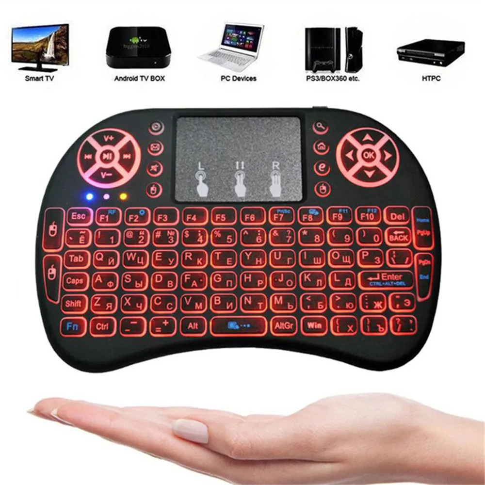 Беспроводная мини-клавиатура i8 + 2 4G для ноутбука/смартфона с эргономичным