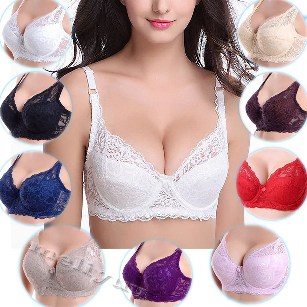 

Women Push Up Bra Embroidery Floral Lace Bras Padded Ladies Underwear Underwire Bralette Lingerie Plus Size 30-42 A B C D Cup BH