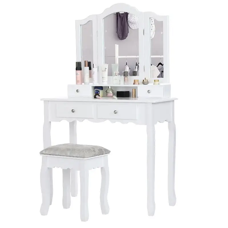 

Туалетный столик HWC, комоды, прикроватный столик с табуретом/стульями, современная мебель для спальни, Набор стульев для макияжа