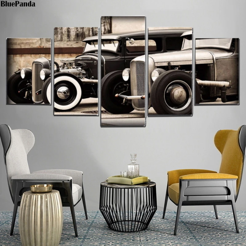 Популярный винтажный автомобиль 5 штук картина Печать на холсте масляный плакат