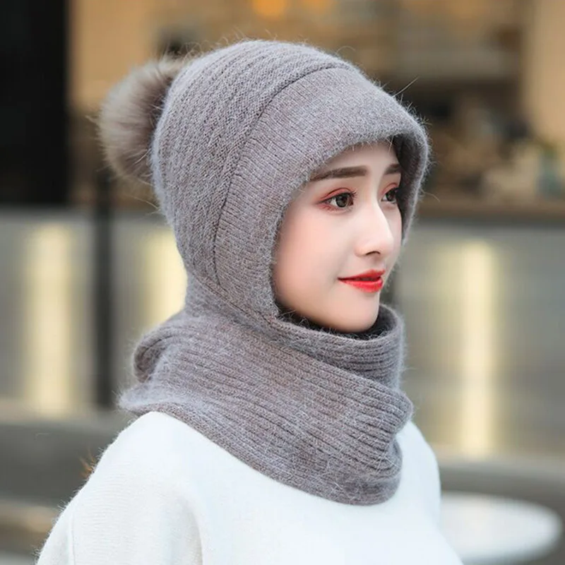 Зимняя женская вязаная шапка шарф комплект из 2 предметов модная шерстяная