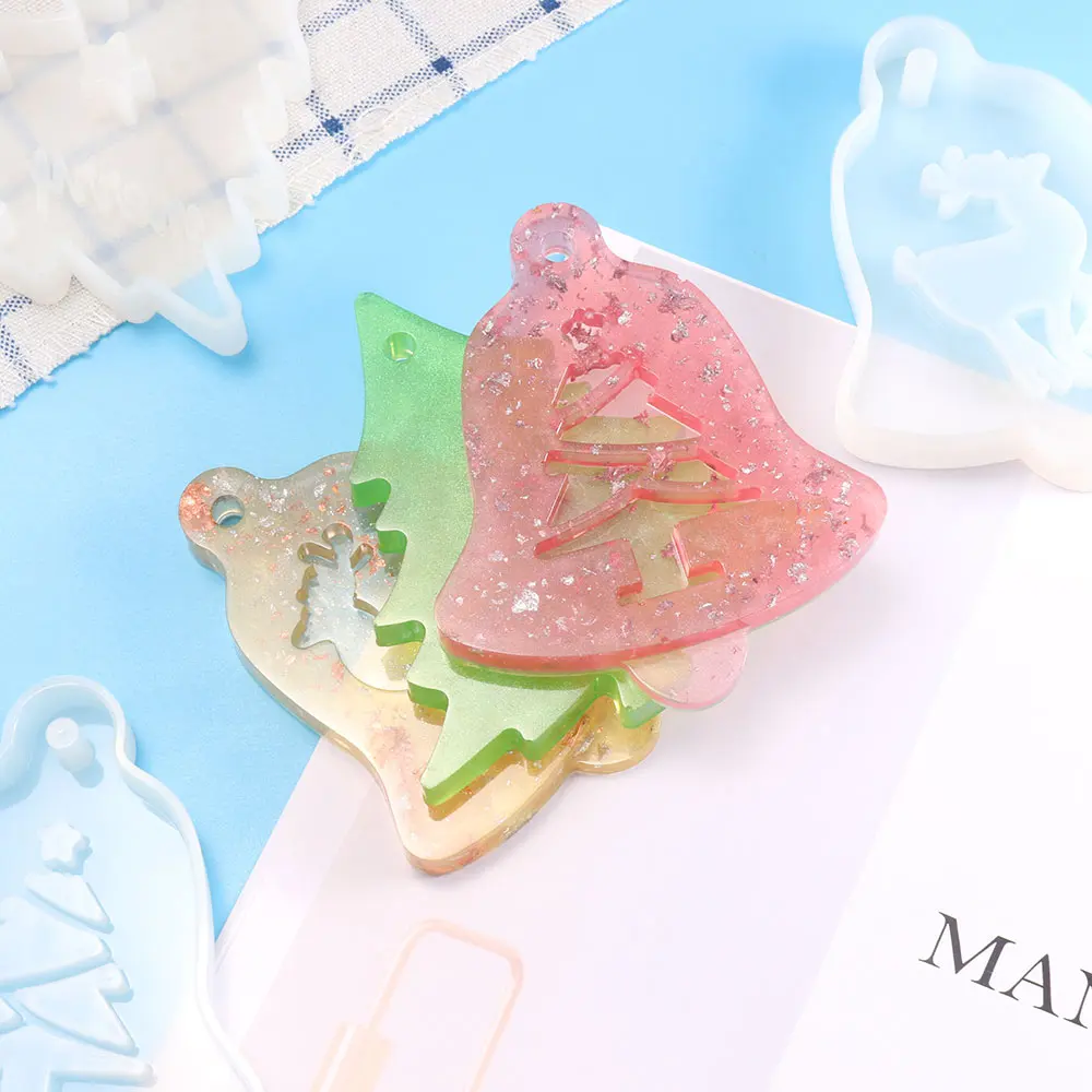 

Christmas Resin Mold set Christmas tree Elk bell Mold Resin Jewelry Making Tool