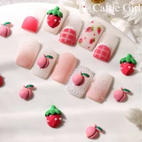 2pcs peach 3d cute fruit nail studs japanese stawberry manicure summer candy pink nails decoration diy nail art nail salon 2pcs