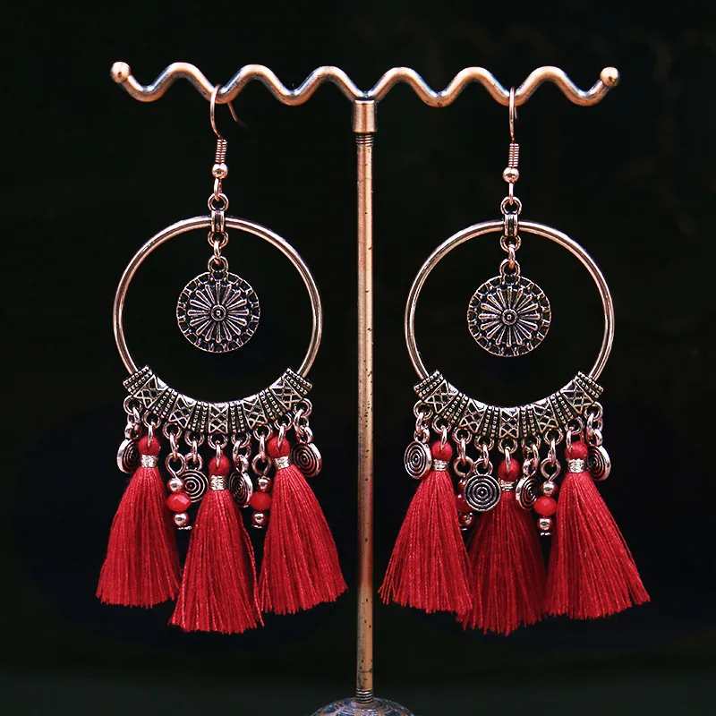 

Bohemian Fashion Long Tassel Earrings Personality Retro Drop Earrings Exquisite Bead Jewelry As A Gift for Women Dropshipping