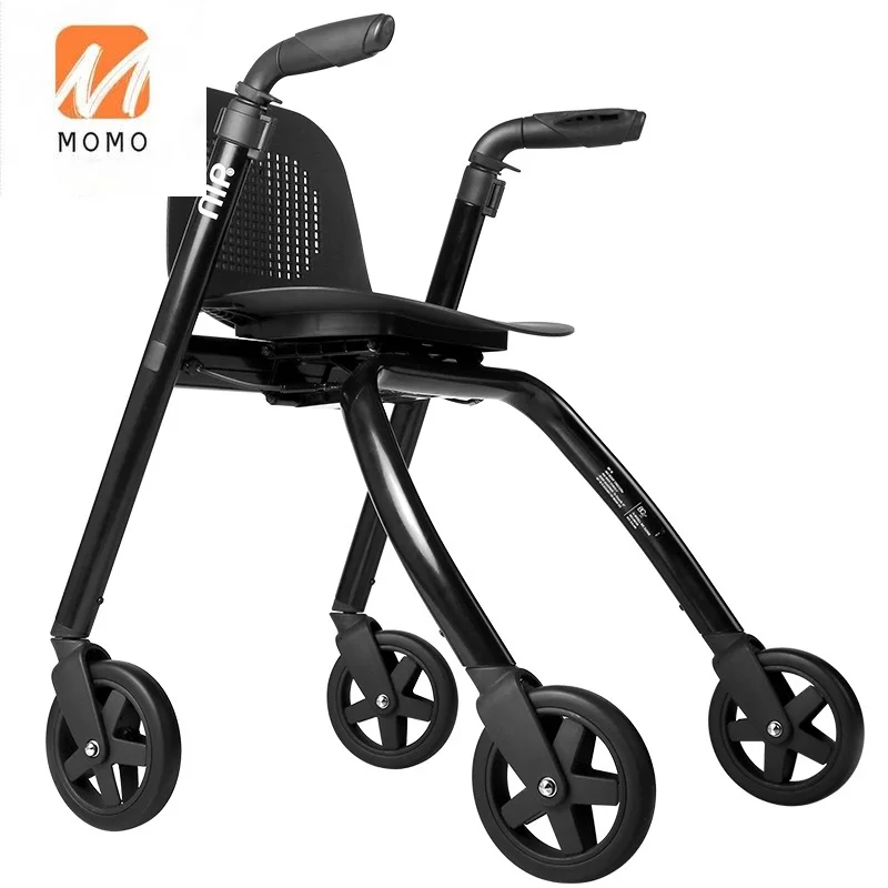 

Elderly Walking Aid Wheeled Elderly Crutch Stool Walking Aid Trolley Lightweight Folding