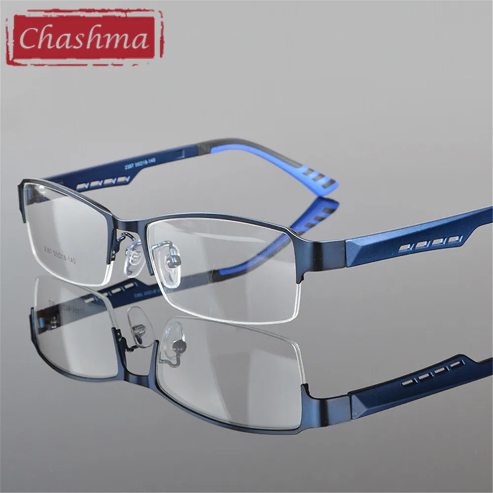 

Eyeglasses Prescription Glasses Optical Frame Men Fashion Half Frame Alloy Rim with TR90 Temple Blue