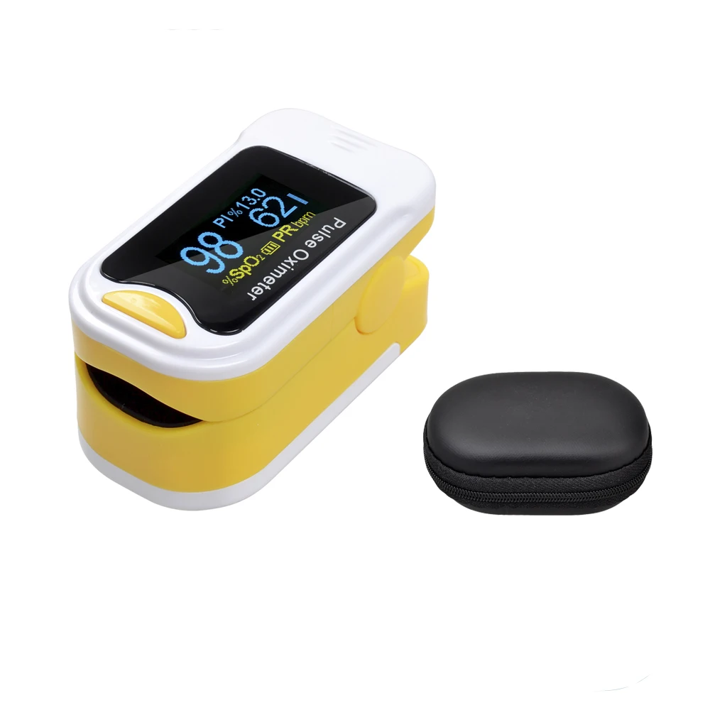 yellow with case ELERA портативный Пальчиковый пульсоксиметр с Чехол цифровой Oximetro de pulso de dedo oled-дисплей Saturometro Pulsioximetro - Цвет: yellow with case