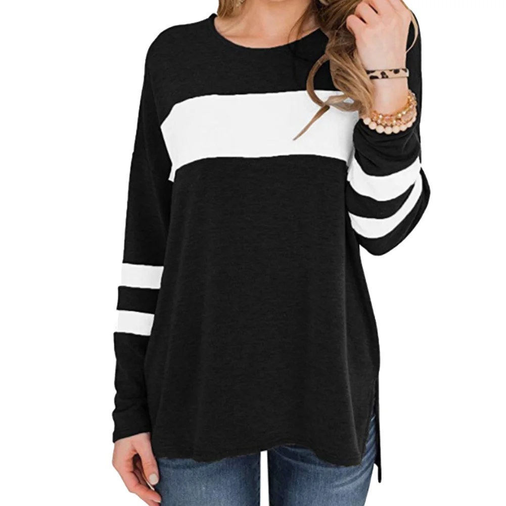 Женская зимняя футболка с длинным рукавом и разрезом сбоку | одежда