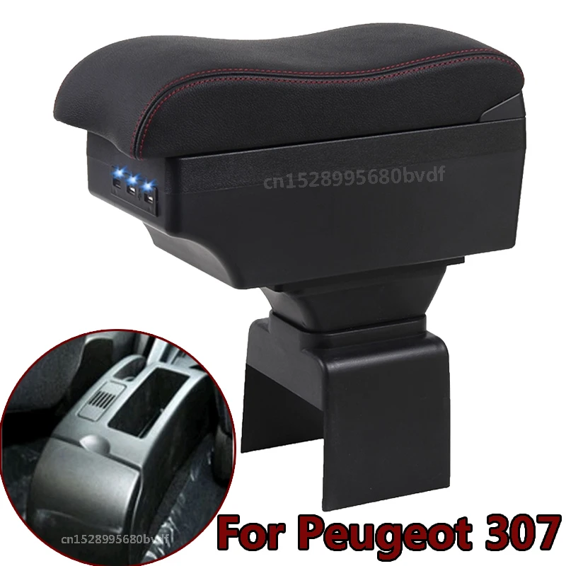 

Подлокотник для Peugeot 307, центральный контейнер для хранения с подстаканником, пепельницей и USB-интерфейсом 2008-2013