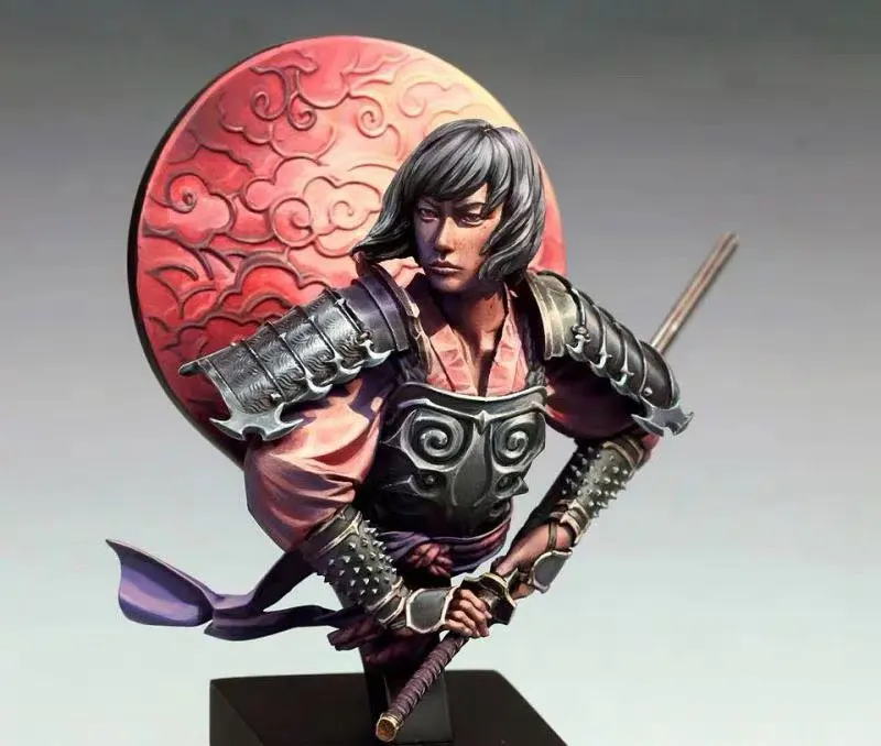 11 см высота японский самурай смолы бюст миниатюры Неокрашенный DIY сборка