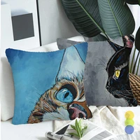 close up of lovely cat face cushion cover fauxlinen throw pillowcase decoration for home fabric chair pillow cases home decor