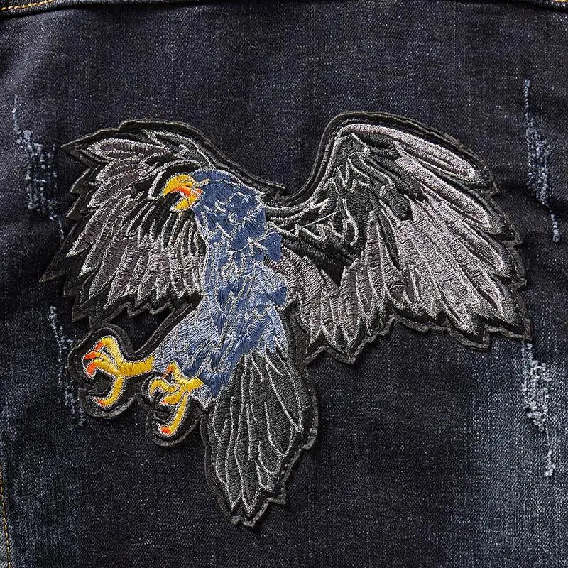 Хай-стрит Для мужчин рваные джинсы с лентой куртки вымытые джинсовые человек