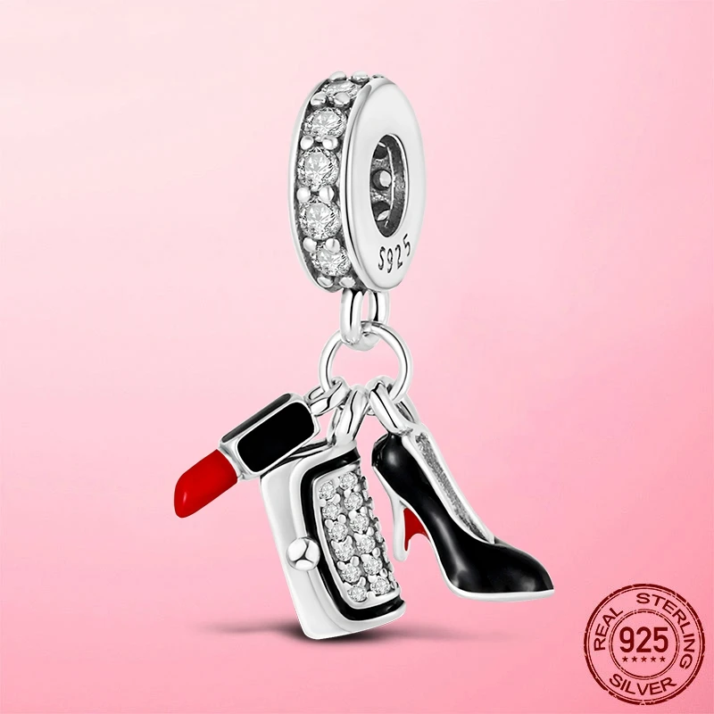 Berloque серебристые бусины Женская сумочка помада обувь на высоком каблуке