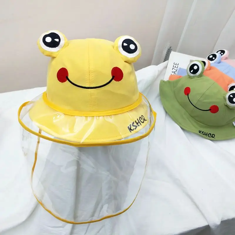

2020 Hat Bucket Hats Dustproof Cover Against Droplet Protective Cap Saliva Anti-spitting Baby Hat Frog Protective Basin Hat