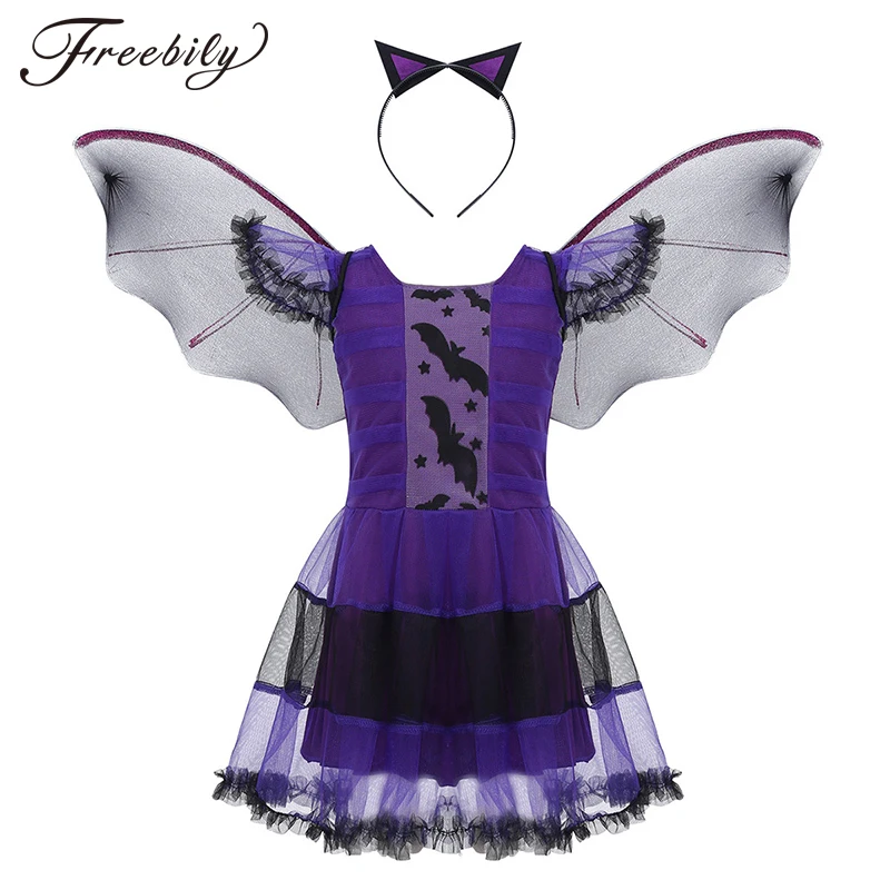 Маскарадный костюм на Хэллоуин для детей маскарадная вечеринка платье летучей