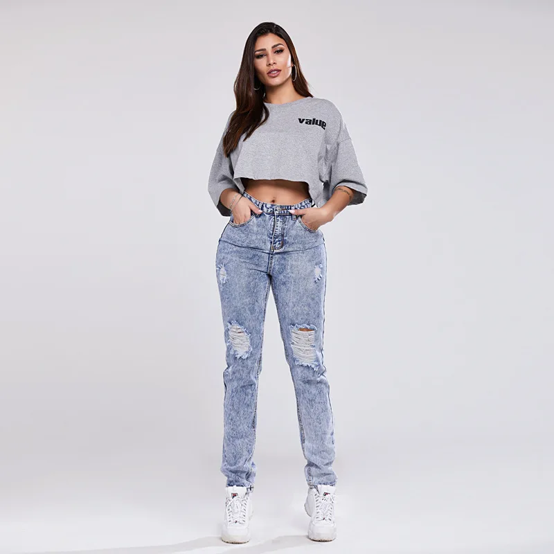 

Ladies ripped slim fit hip jeans