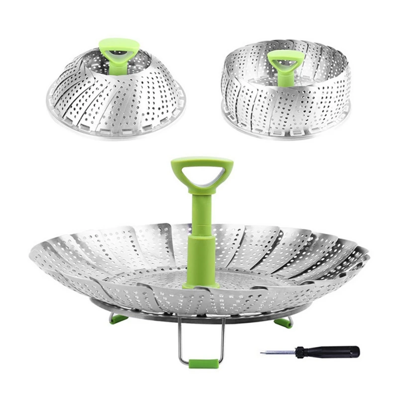 Stainless Steel Folding Steamer Basket Telescopic Steamed Vegetable Portable fruit tray New* | Дом и сад