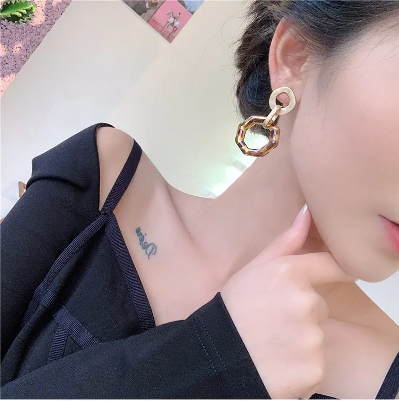 Геометрический Леопардовый цвет акриловый круг висячие серьги для женщин