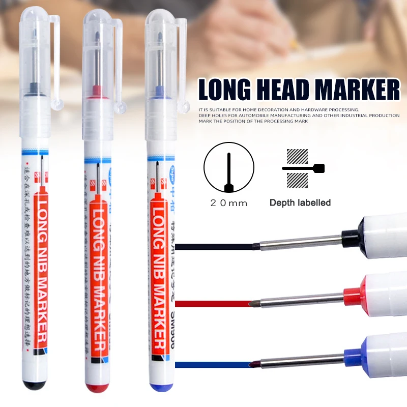 

Long Head Markers Bathroom Woodworking Decoration Multi-purpose Deep Hole Marker Pens Art School Painting Drawing Supplies 2020
