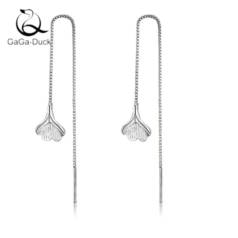 Женские гипоаллергенные серьги с листом гинкго из стерлингового серебра 925 пробы