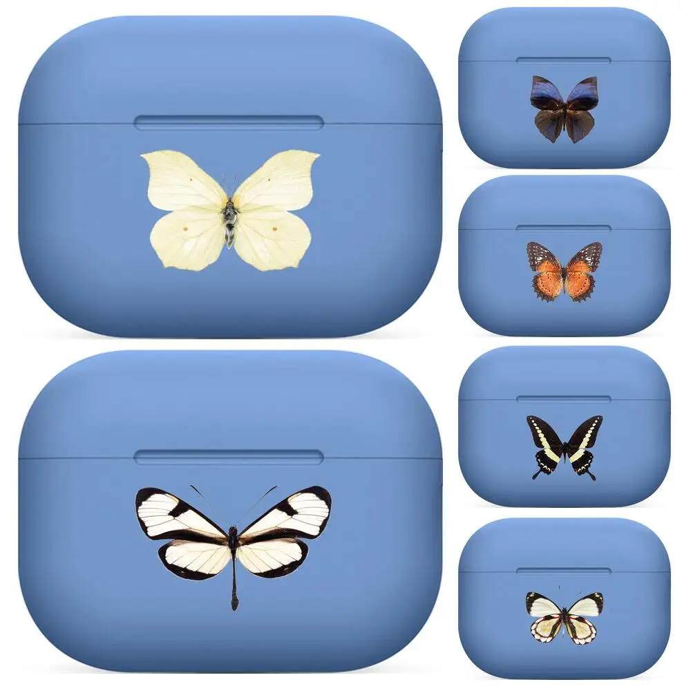 

Fashion beautiful butterfly Case blue For Airpods pro 3 case Protective Bluetooth Wireless Earphone Cover For Air Pods airpod ca
