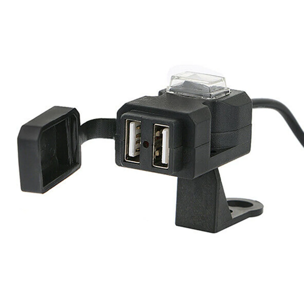 

Electronic Cable USB Charger Easy Install Black Adapter Motorcycle Portable Universal Dual Jack Socket Waterproof 12V
