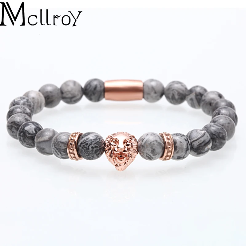 Мужской браслет mcllroy 8 мм из натурального камня нержавеющей стали браслеты со