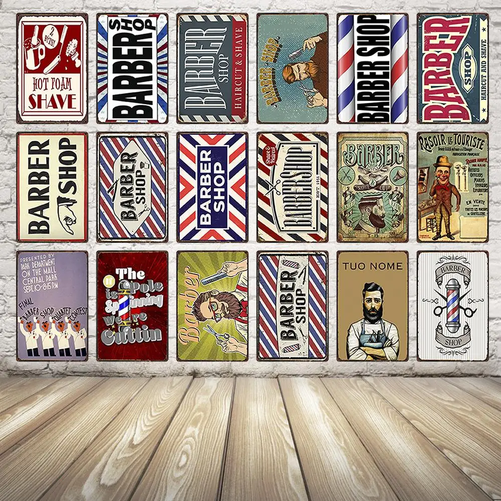 

Barber Shop Metal Sign BARBER SHOP Tin Poster Home Decor Bar Wall Art Painting 20*30 CM Size y-1475