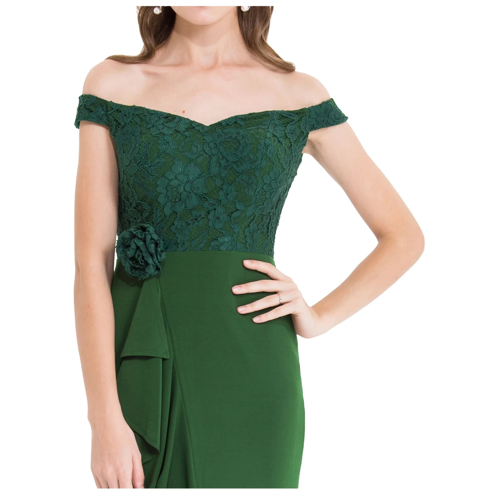 Женское вечернее кружевное платье Angel-Fashions, светло-зеленое длинное вечернее кружевное прозрачное платье с воротником-лодочкой с цветочным узором, модель 436