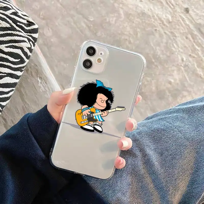 

Hot Mafalda cute fashion Phone Case Transparent for iPhone 11 12 mini pro XS MAX 8 7 6 6S Plus X 5S SE 2020 XR