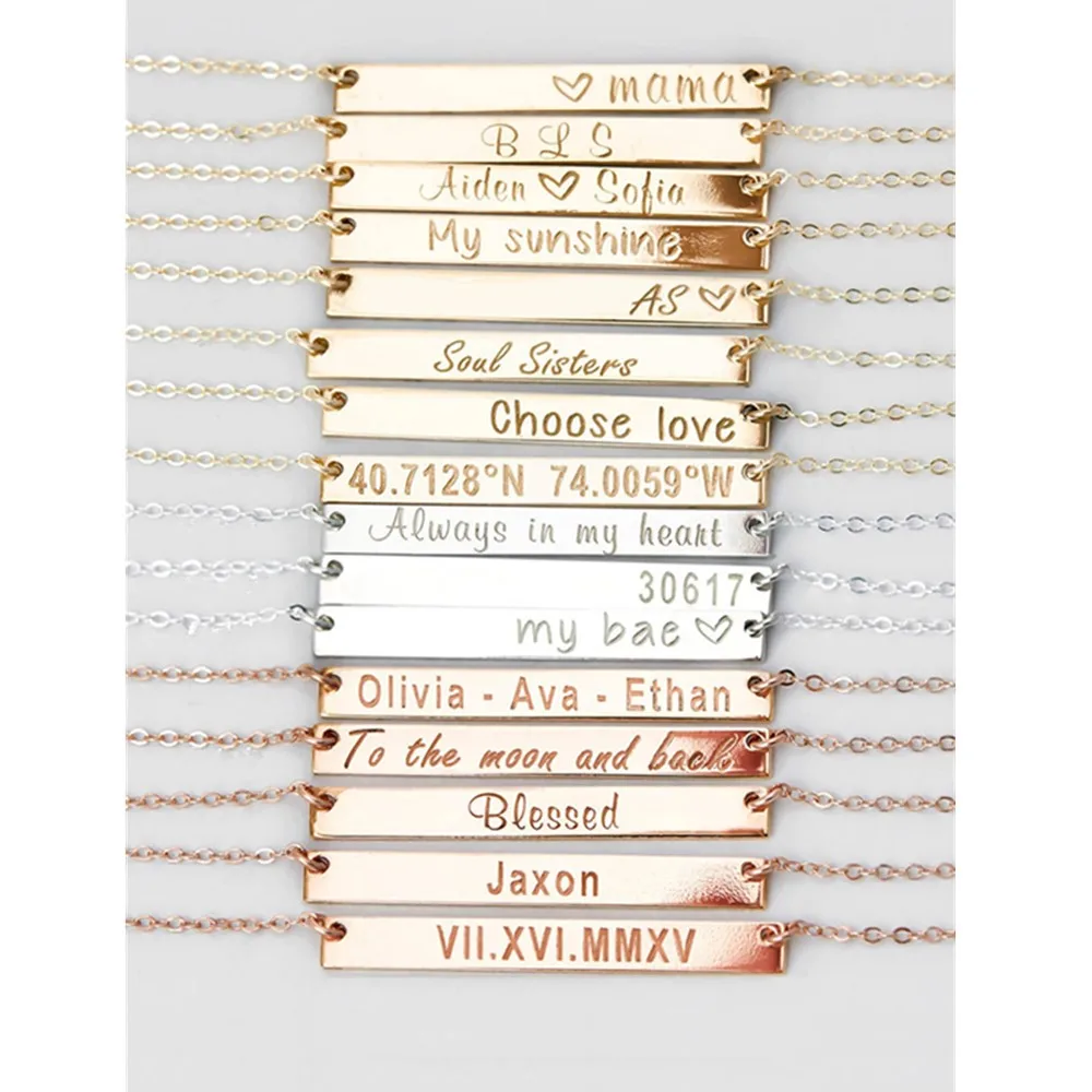 

Custom Latitude Longitude Necklace, Personalized Gold Bar Necklace, Rose Gold Bar Necklace, Personalized Gift, Wedding Gift