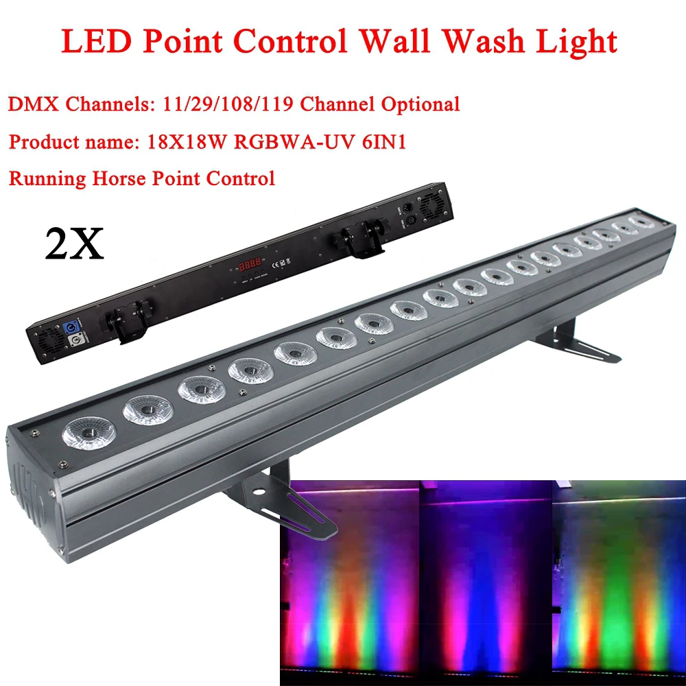 Светодиодный настенный светильник RGBWA + UV 6 в 1 18x18 Вт 2 шт./лот|Эффект освещения