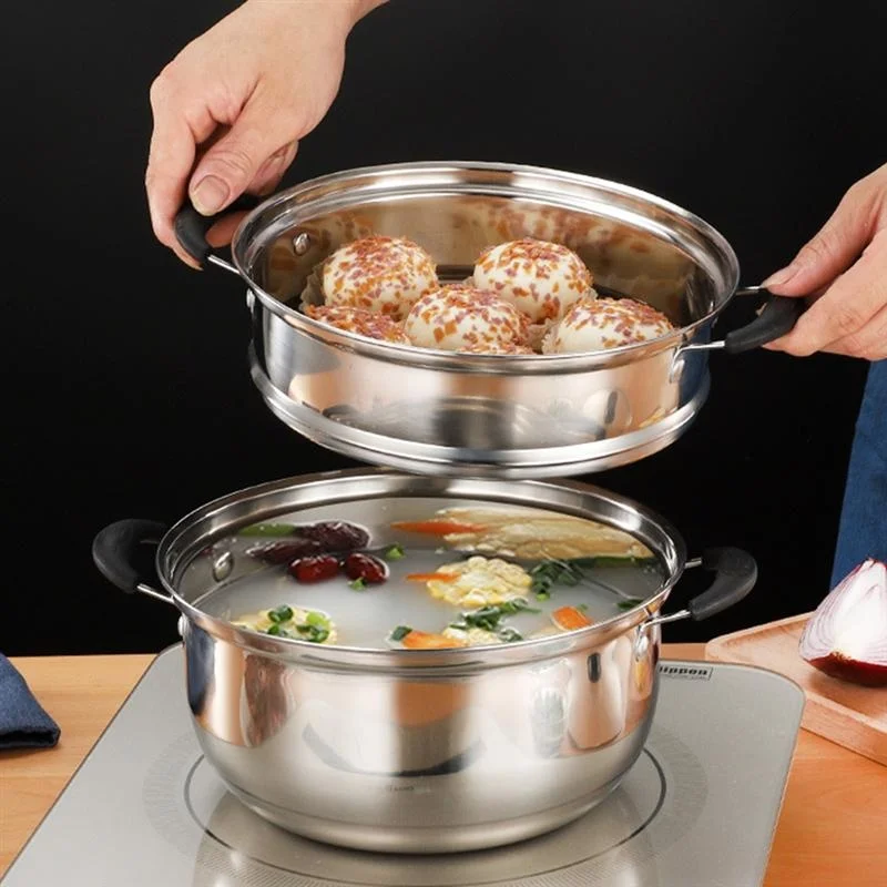 

Utensils For Kitchen Stewpan Stainless Steel Vapour Pan Home Cooking Practical Pot For Cooking Food Multifunctional Saucepan New