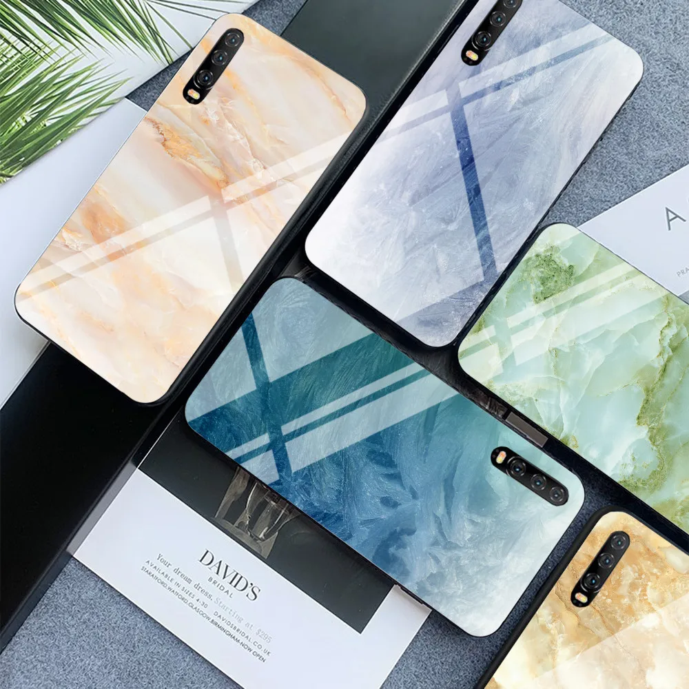 Цветной мраморный чехол для телефона huawei P30 P20 Lite Shookproof закаленное стекло чехол для mate 20 Lite Honor 9 10 Lite 8X MAX Nova 3
