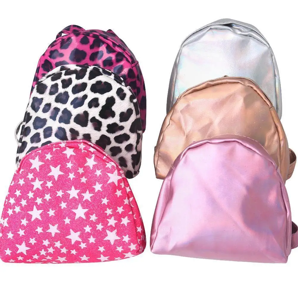 

18 Inches Girl Dolls Accessories Dolls Backpack Leopard Print Lasers Bag PU Soft Waterproof Baby Toys Accessories Fit 43Cm Dolls