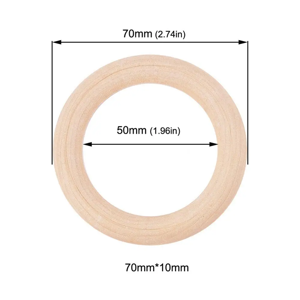 70mm Sutoyuen, детский прорезыватель, 100 шт, деревянное круглое деревянное кольцо 40-70 мм, сделай сам, браслет, рукоделие, подарок, деревянный прорезыватель, натуральные аксессуары для прорезывания зубов - Цвет: 70mm