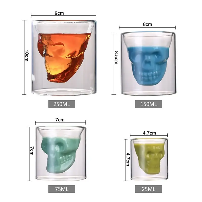 OBR 25 мл двойными стенками стекло в форме черепа бокал для вина es виски пивное