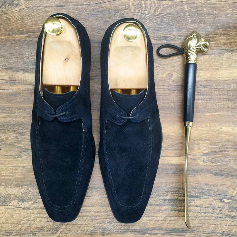 

New Elegant Fashion Men Casual Shoes Cow Suede Sewing Thread Genuine Leather Loafers Original Luxury Brand High Quality Mocasine