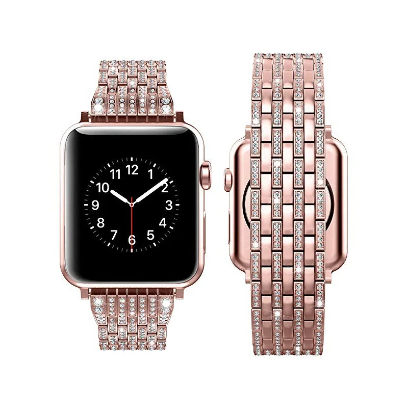 Luxury Diamond strap for Apple watch band 45mm 41mm 44mm 42mm 7/SE/6/5/4 stainless steel bracelet correa iwatch band 40mm 38mm