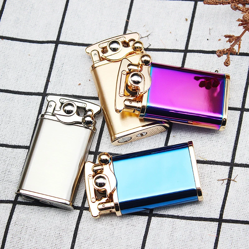 

New Metal Gasoline Flint Lighter Luxury Free Fire Kerosene Lighter Inflated Oil Lighter Grinding Wheel Crafts Gadgets For Men