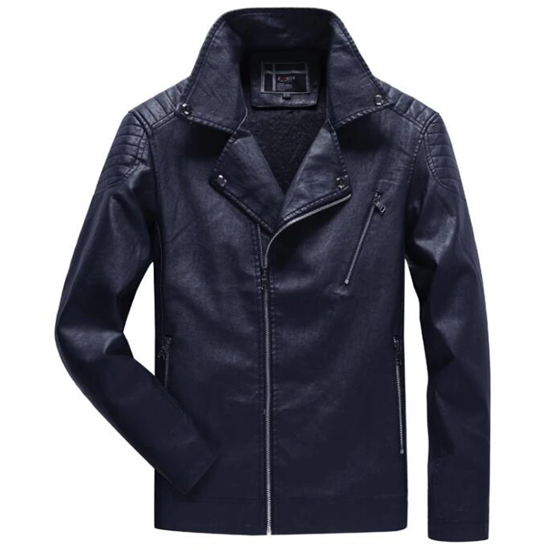 Горячая Распродажа Осень Зима кожаные куртки мужские повседневные флисовые