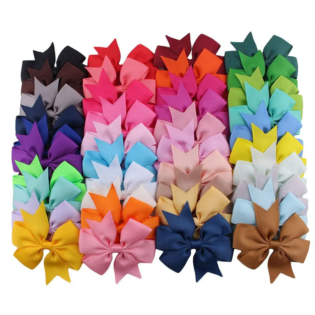 

10pcs Children Ribbed Bowknot Girls Ribbon Hairpins Hair Clips Colorful Barrettes Kids Bow Knot Headwear V-shaped
