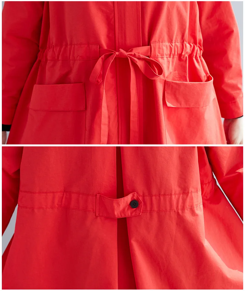 

Trench Coat Womens 2020 Lotus Leaf Collar Med-length High Waist Temperament Casual Windbreaker Solid Color Outwear Women E64