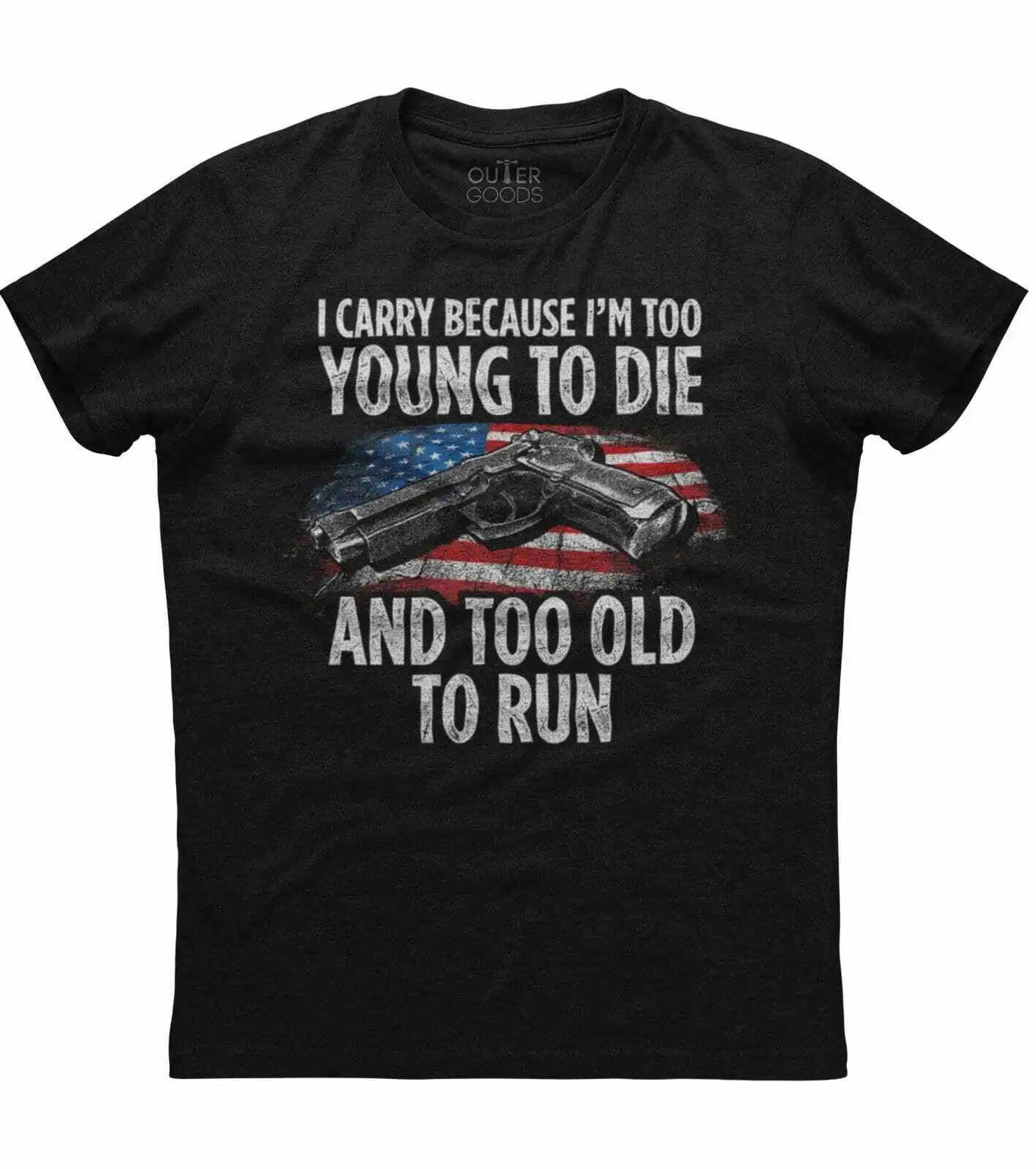 

Я ношу, потому что я слишком молод, чтобы умереть и слишком старый, чтобы бежать. Забавная футболка с графическим принтом. Мужская хлопковая ...
